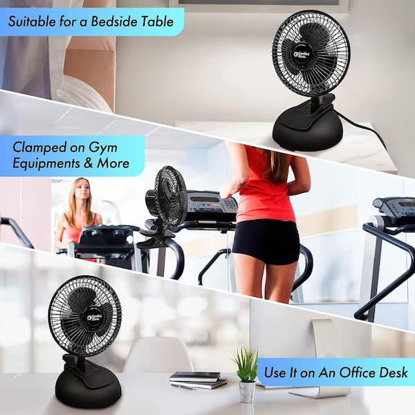 Comfort Zone 6 in. Black Combo Desk and Clip Fan with Adjustable