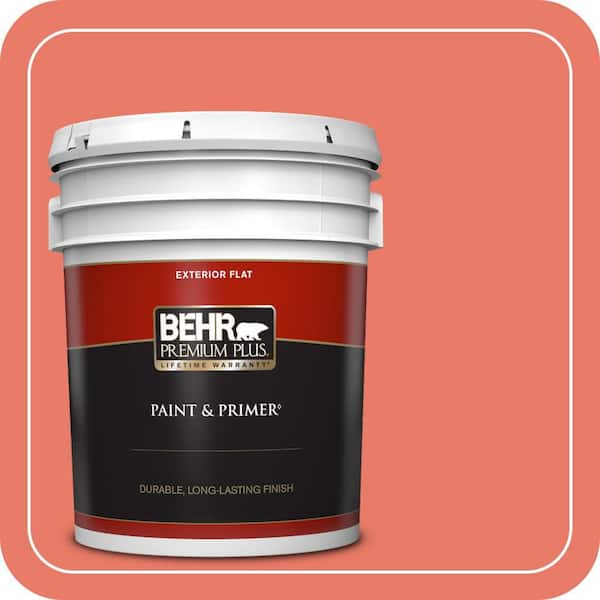 BEHR PREMIUM PLUS 5 gal. #P180-5 Watermelon Slice Flat Exterior Paint & Primer