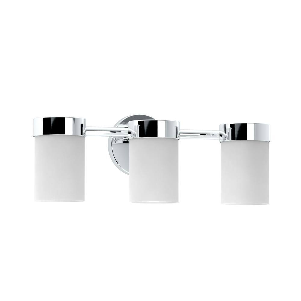 Chrome 3-Light Vanity Fixture with Frosted Glass Shades