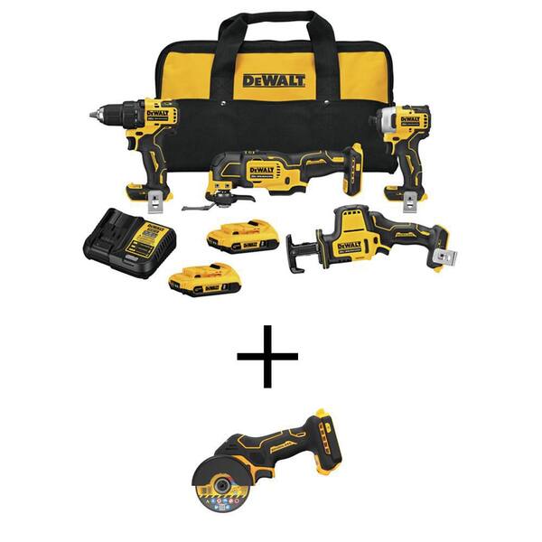 DEWALT ATOMIC 20V MAX LithiumIon Cordless Brushless 4 Tool Combo Kit