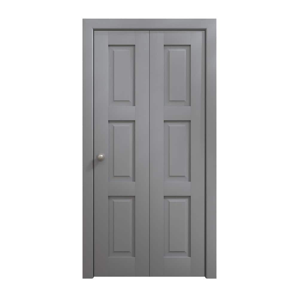 Assemble Required 60 in. x 84 in. Painted Grey Oak Solid Wood Bi-Fold Doors with Hardware price history on PriceWatchPro