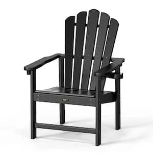 Black HDPE Patio Stackable Folding Adirondack Chair