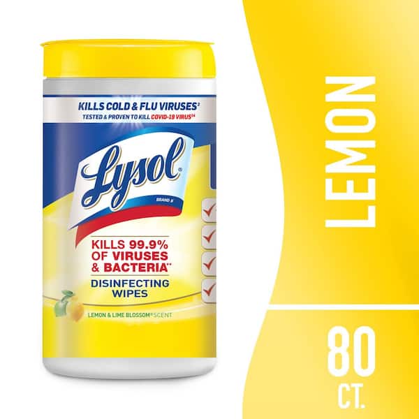Disinfecting Wipes, Cleaning Supplies, All Purpose Cleaner, Multi-surface, Lemon & Lime Sanitizing Wipes, 80 Count