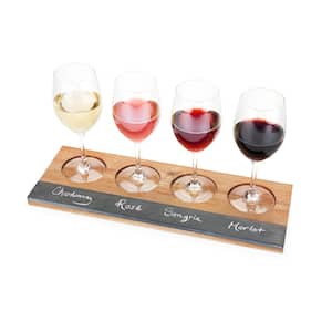Wine Flight Set, Wine Tasting Board with Slate Chalkboard, 2-Pieces of Soapstone Chalk, and Acacia Wood Serving Tray