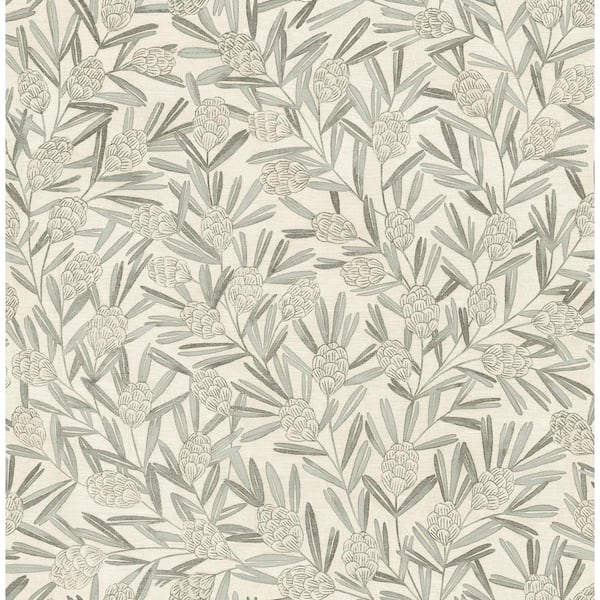 A-Street Prints Zulma Green Decorative Botanical Wallpaper Sample