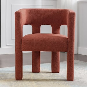 Orange Modern Linen Fabric Upholstered Arm Chair Accent Chair for Living Room, Dining Room, No Assembly Required