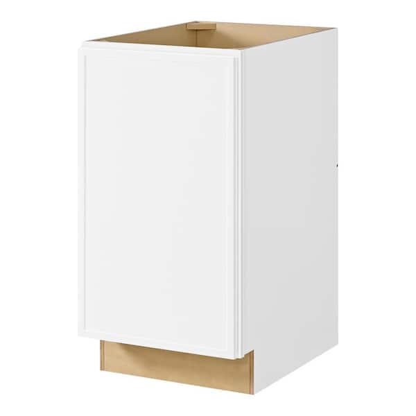 Leyton 18 in. W x 24 in. D x 34.5 in. H Ready to Assemble Plywood Slim Shaker Double Trash Can Cabinet in Alpine White