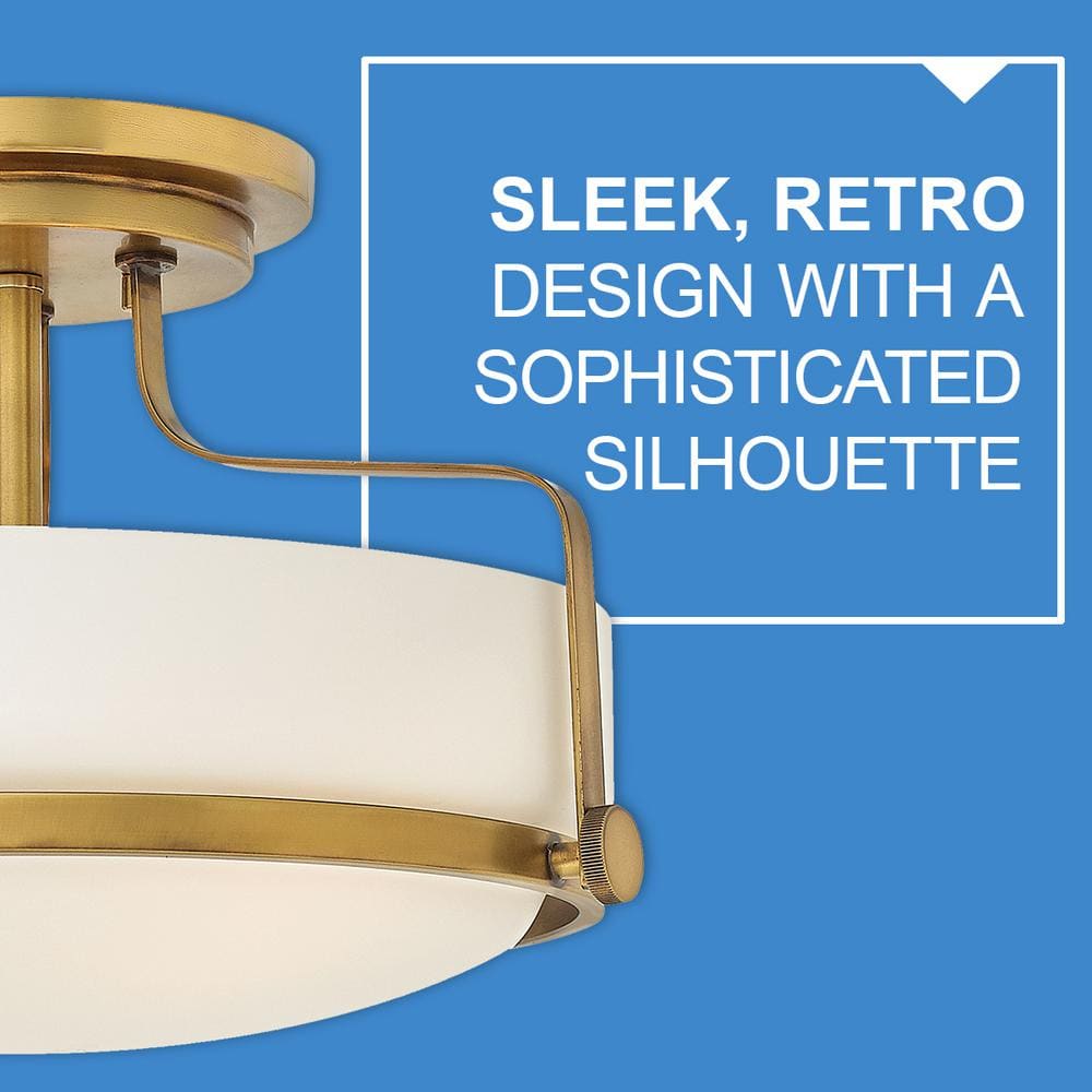 Heritage Brass and Etched Opal Glass 3-Light Semi-Flush Mount