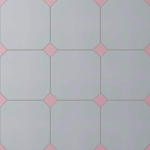 Merola Tile Vaudeville Octagon Humo with Taco Pink 8 in. x 8 in. Porcelain Floor and Wall Tile (11.25 sq. ft. /Case)