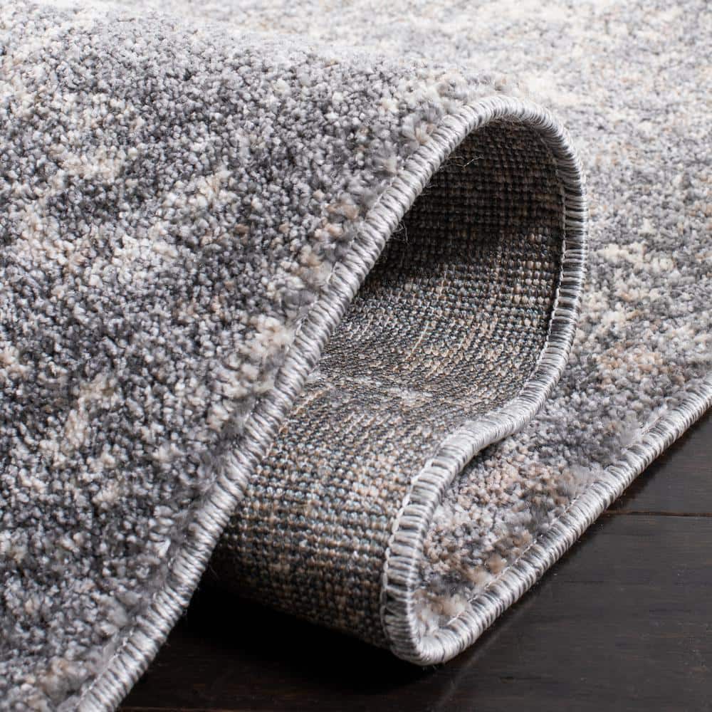 Abstract Elegance 9' x 12' Gray Hand-Knotted Synthetic Rug