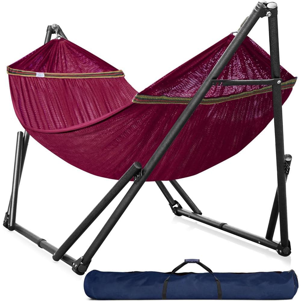 ITOPFOX 10 ft. Free Standing Camping Hammock with Stand in Red