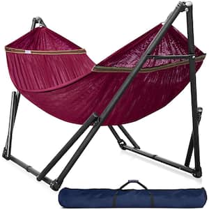 10 ft. Free Standing Camping Hammock with Stand in Red
