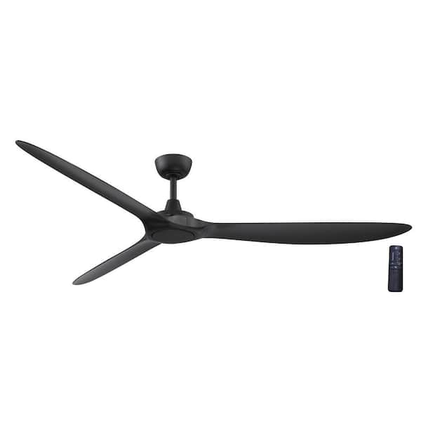 Tager 72 in. Smart Indoor/Outdoor Matte Black with Matte Black Blades Ceiling Fan with Remote Powered by Hubspace