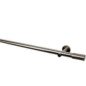 63 in. Intensions Single Curtain Rod Kit in Brushed Nickel with Cylinder Finials and Open Brackets