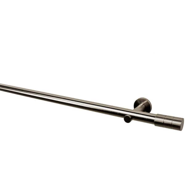 LTL Home Products 63 in. Intensions Single Curtain Rod Kit in Brushed Nickel with Cylinder Finials and Open Brackets