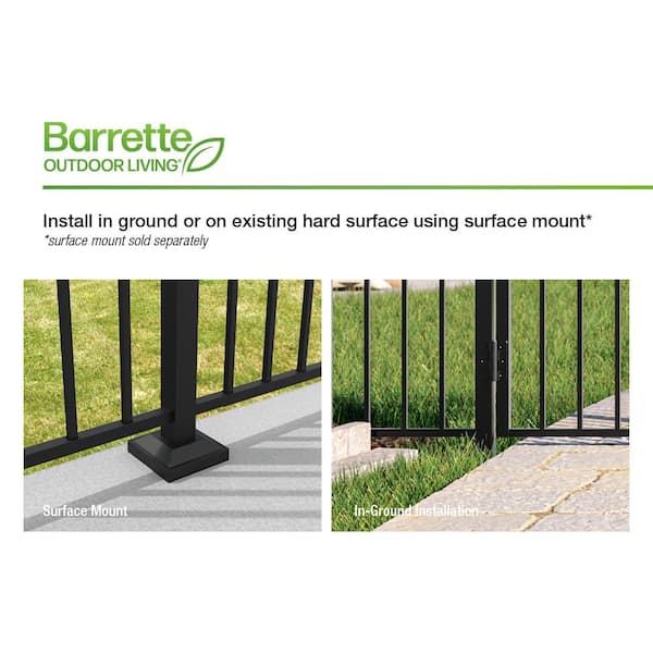 Barrette Outdoor Living Natural Reflections Heavy-Duty 5 ft. H x 8 ft. W Black Aluminum Pre-Assembled Fence Panel