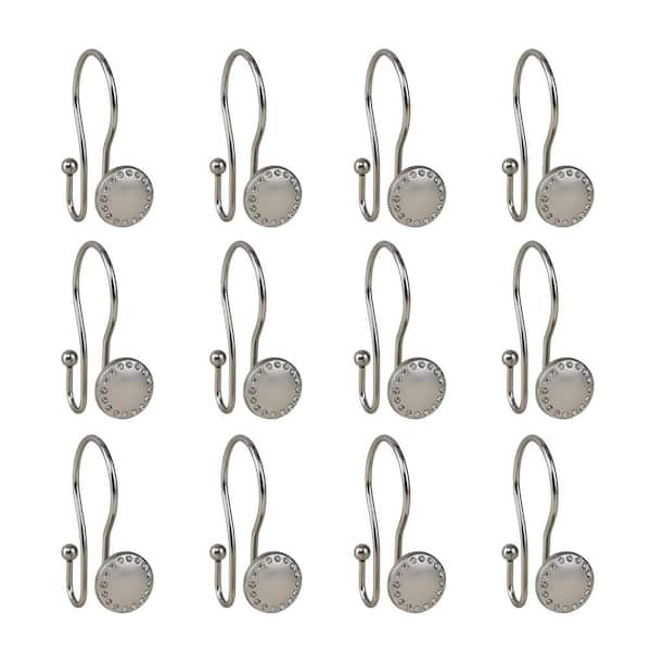 Utopia Alley HK19BN Rust Resistant Double Shower Curtain Hooks Ring for Bathroom, Brushed Nickel - Set of 12