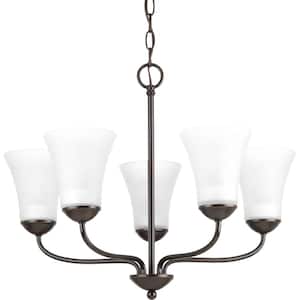 Classic Collection 5-Light Antique Bronze Etched Glass Traditional Chandelier Light