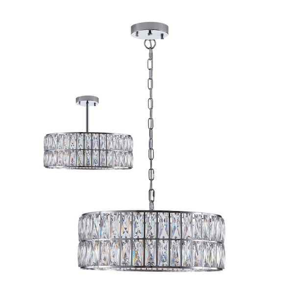 Latepis 6-Light Silver Crystal Chandelier Pendant Lighting for Dining Room Living Room