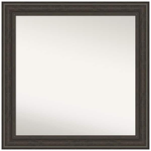 Amanti Art Shipwreck Greywash 31.5 in. x 31.5 in. Non-Beveled Rustic Square Framed Wall Mirror in Brown