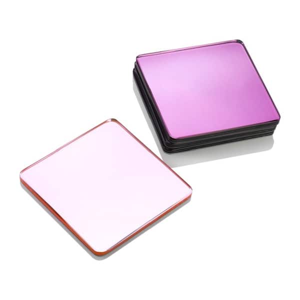 Mascot Hardware Mirrored Glass Purple Coasters (4-Pieces)