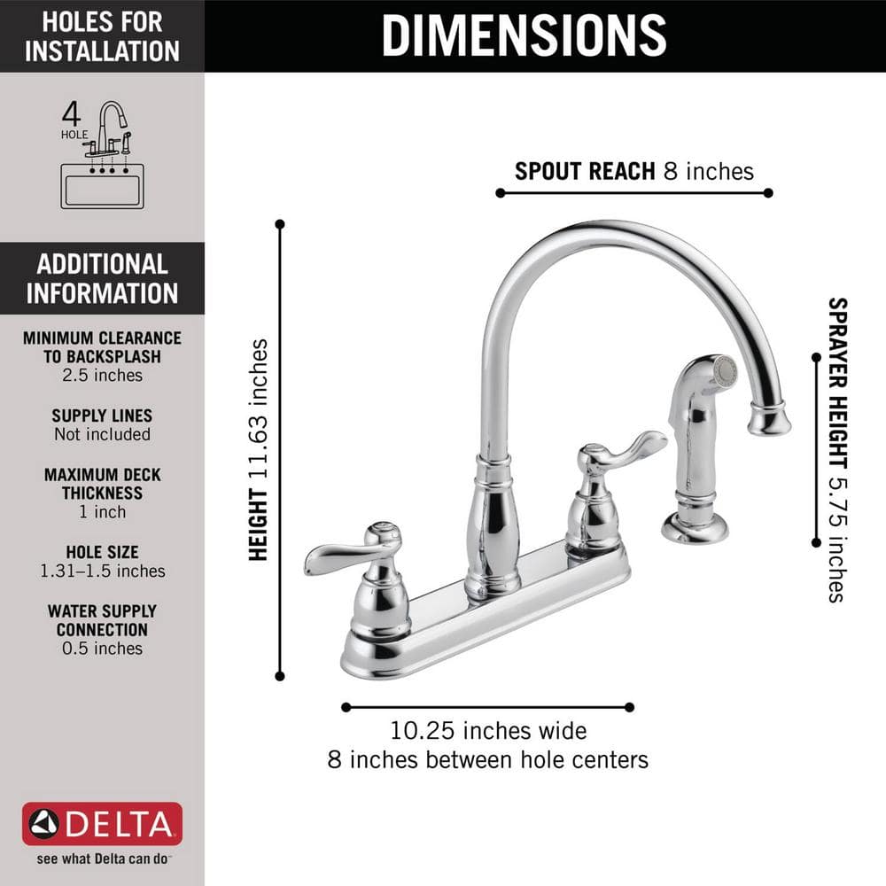Delta Chrome Two-Handle Kitchen Faucet with Side Spray