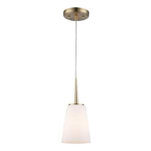 Horizon 1-Light Gold Hanging Mini Pendant Light Fixture with Frosted Glass Shade