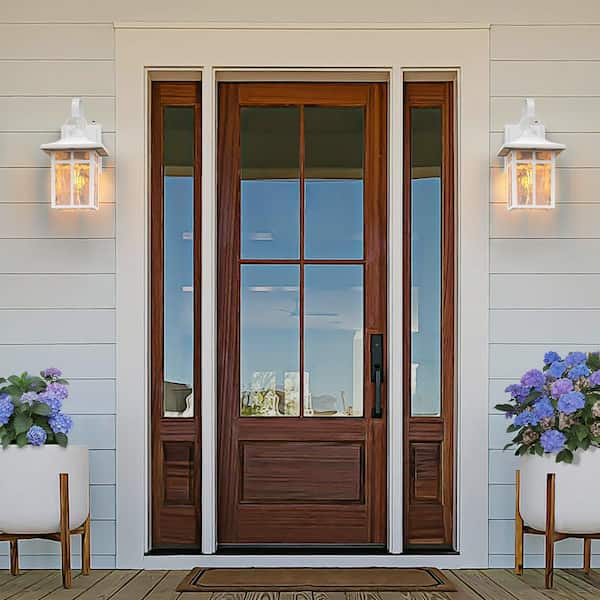 Hawaii Montpelier 1-Light White Hardwired 12.4 in. H Outdoor Sconce Dusk to Dawn Outdoor Wall Lantern Sconce (2-Pack)