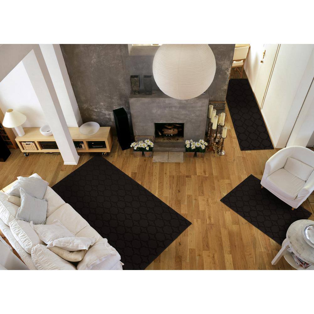 Mocha Trellis Tufted Rectangular Rug 5' x 7' with Non-slip Backing