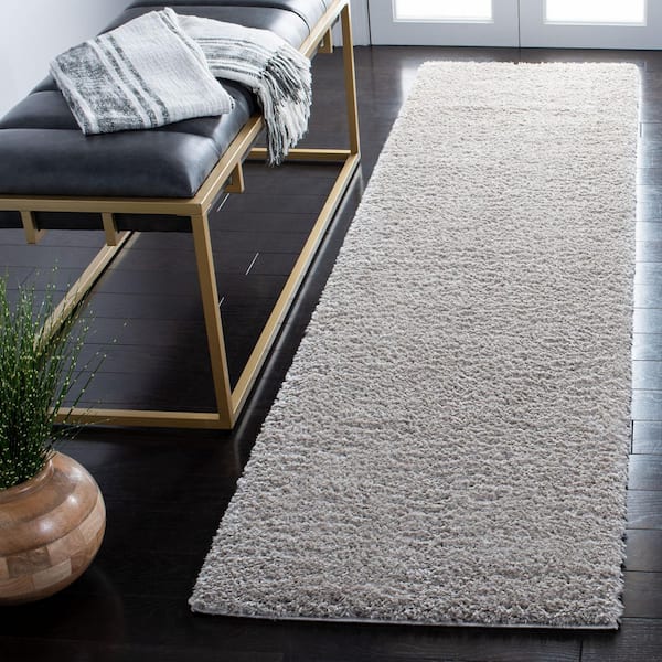 Decora Shaggy 2 ft. x 8 ft. Gray Flokati Solid Runner Rug