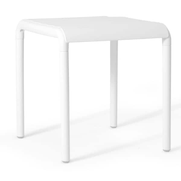 Frond and Form Modern Slatted Outdoor Patio Poly Plastic Side Table (Set of 2), White