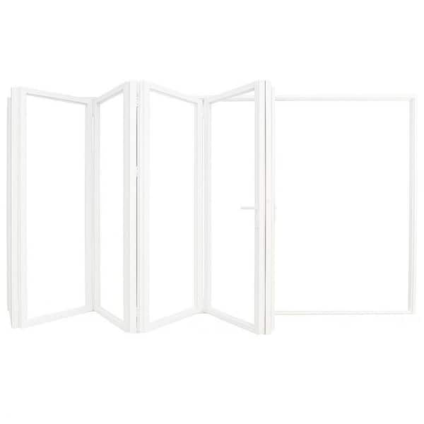 Teza 85 Series 168 in. x 80 in. White Right to Left Folding Aluminum Bi-Fold Patio Door