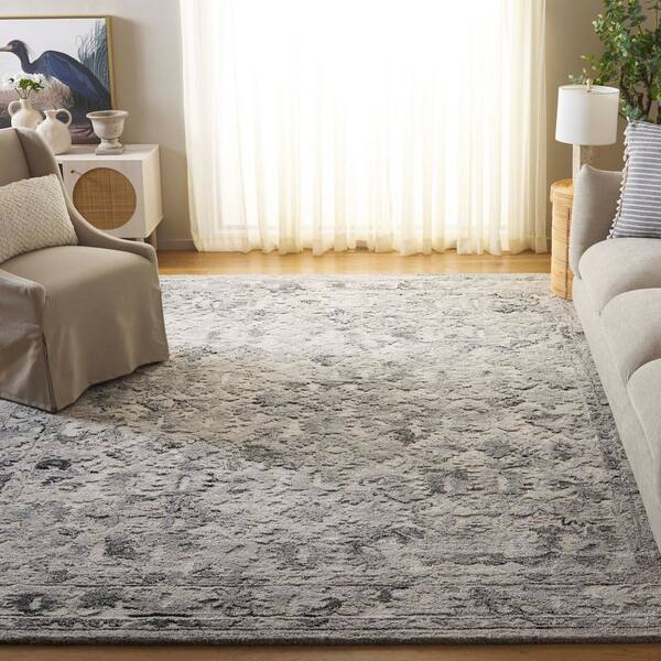Marquee 8 ft. x 10 ft. Light Gray/Charcoal Abstract Border Area Rug