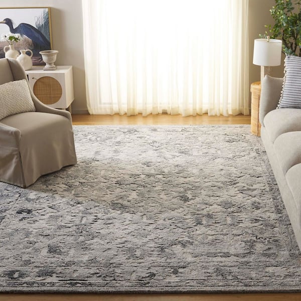 Marquee 9 ft. x 12 ft. Light Gray/Charcoal Abstract Border Area Rug