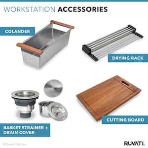 32 in. Workstation Undermount 16-Gauge Stainless Steel Kitchen Sink Single Bowl Kitchen Sink with Accessories