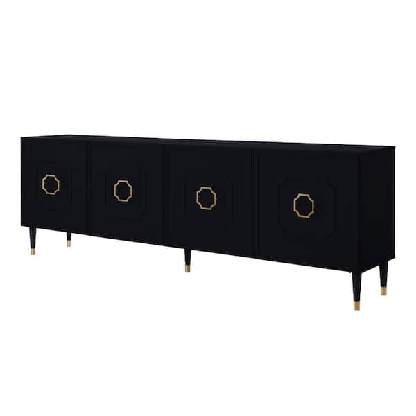 Inspired Home Keao Black 4-Doors Sideboard With Adjustable Shelves