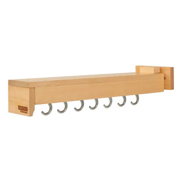 Natural Maple Pull Out Organizer Hooks with Ball Bearing Slide System