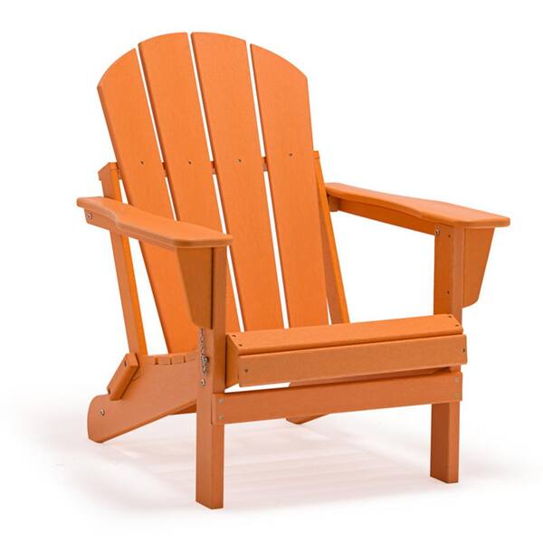 Unbranded Classic Orange Folding Plastic Outdoor Adirondack Chair for Backyard and Lawnchic Touch