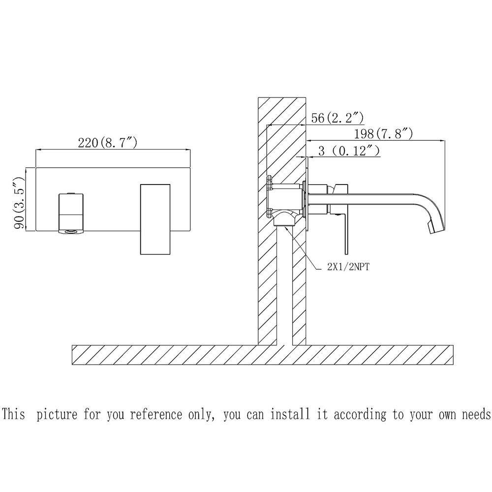 Matte Black Wall-Mount Single Handle Bathroom Faucet