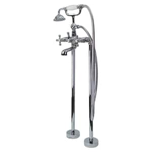 Cromwell 2-Handle Freestanding Floor Mount Tub Faucet with Handshower in Polished Chrome