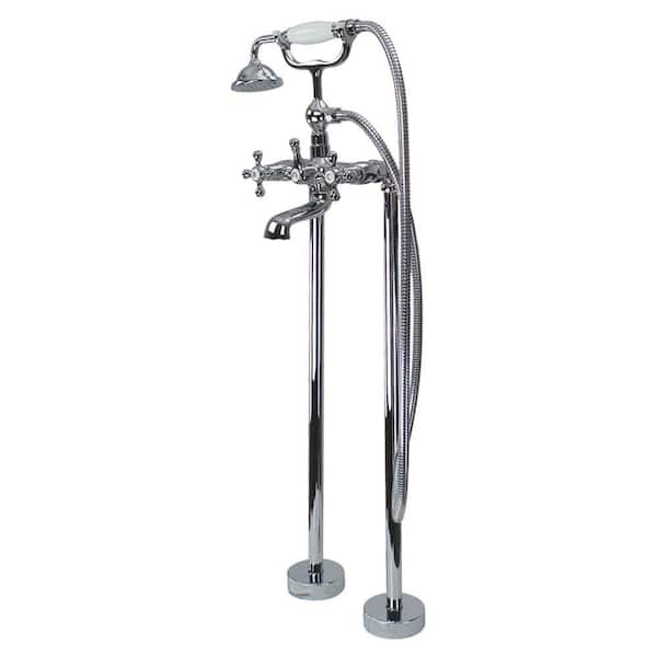 Transolid Cromwell 2-Handle Freestanding Floor Mount Tub Faucet with Handshower in Polished Chrome