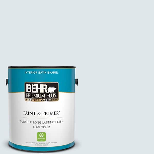 BEHR PREMIUM PLUS 1 gal. #570E-1 Glass Bead Satin Enamel Low Odor Interior Paint & Primer