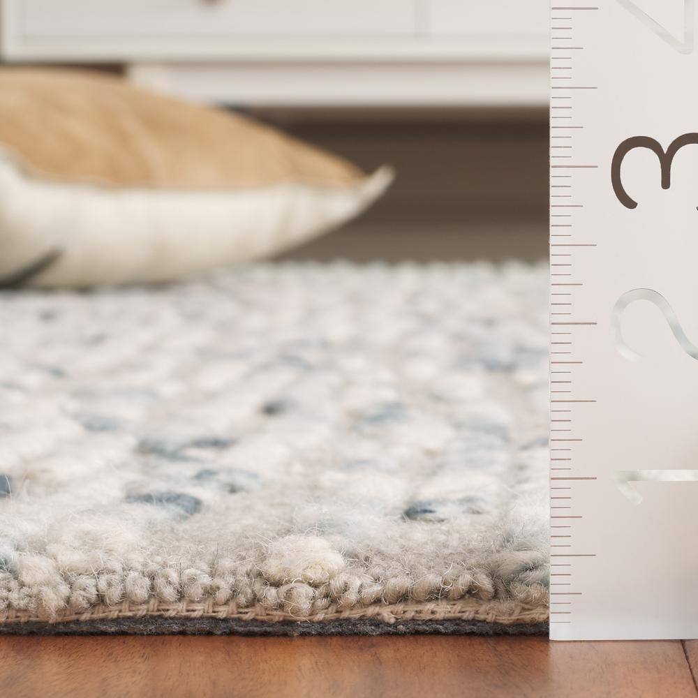 Blue and Gray Abstract Handmade Tufted Wool Rug, 4' x 6'