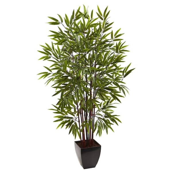 Nearly Natural 5 ft. Artificial Bamboo Silk Tree with Planter 5458 ...