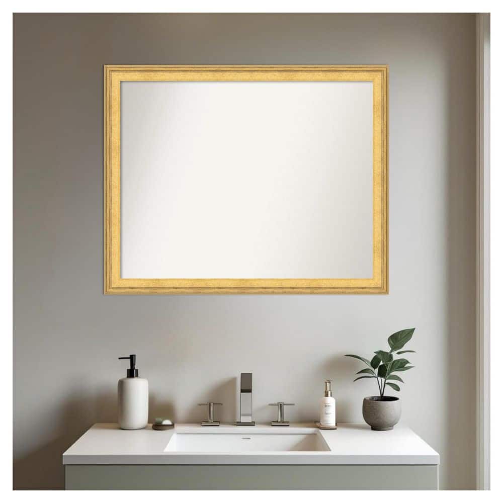 Owen Gold 31 in. x 25 in. Non-Beveled Traditional Rectangle Wood Framed Bathroom Wall Mirror price history on PriceWatchPro