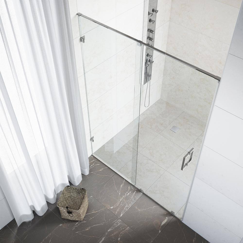 Ryland 60" Frameless Chrome Sliding Shower Door with Clear Glass