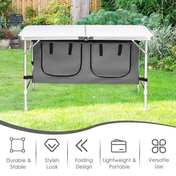 Grey Aluminum Adjustable Camping Table