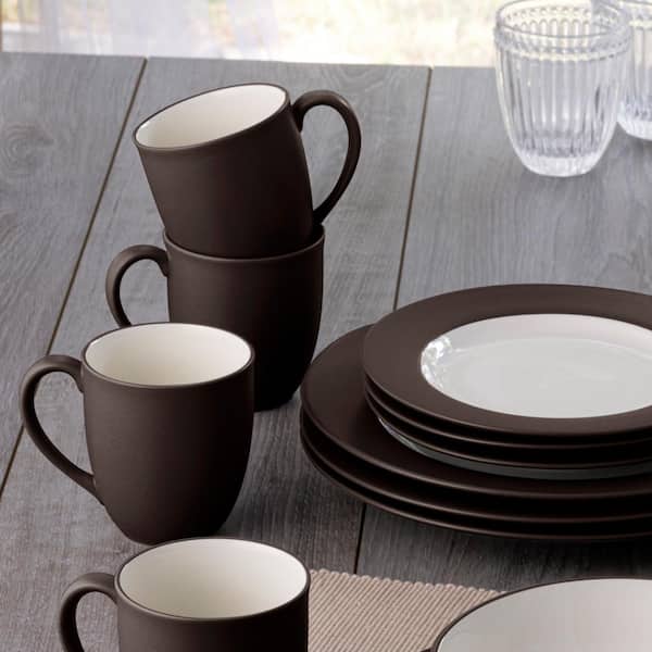 Colorwave Chocolate 12 fl. oz. (Brown) Stoneware Mugs, (Set of 4)