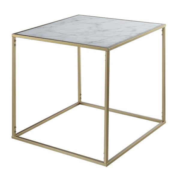 Convenience Concepts Gold Coast Gold and Faux Marble End Table