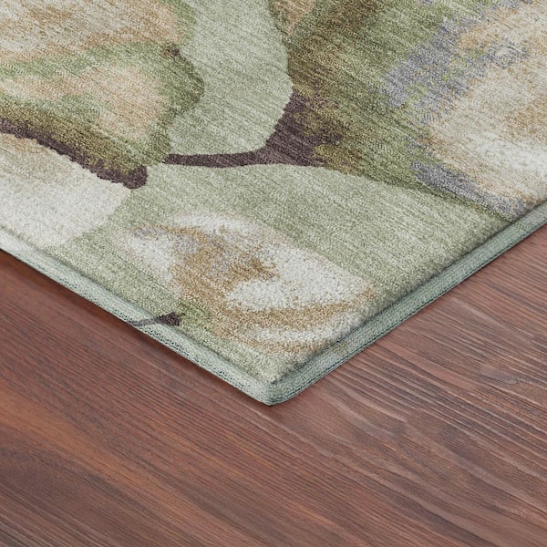 Mayfield Premium Machine Washable Abstract AMF2405 Celery 9 ft. x 12 ft. Area Rug